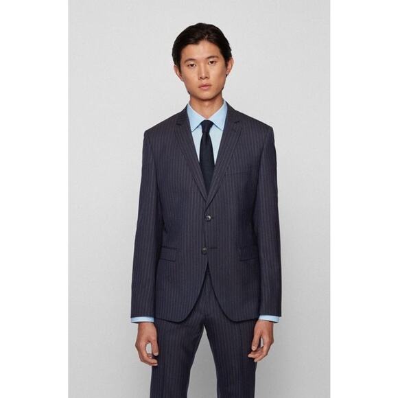 Hugo Boss Pinstripe Super 120s Slim Fit Virgin Wool Blazer Size 40L